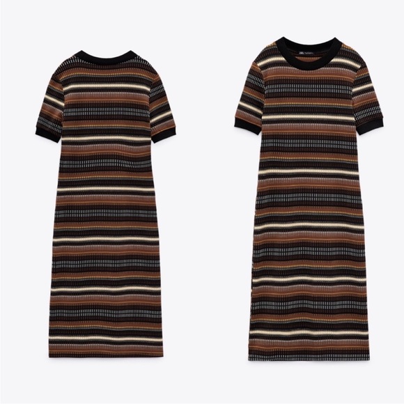 Zara Jacquard Midi Dress SZ L NWOT - Picture 1 of 2